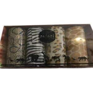 Safari Animal Print Candle Set – 4 Piece Decorative Pillar Candles in Gift Box
